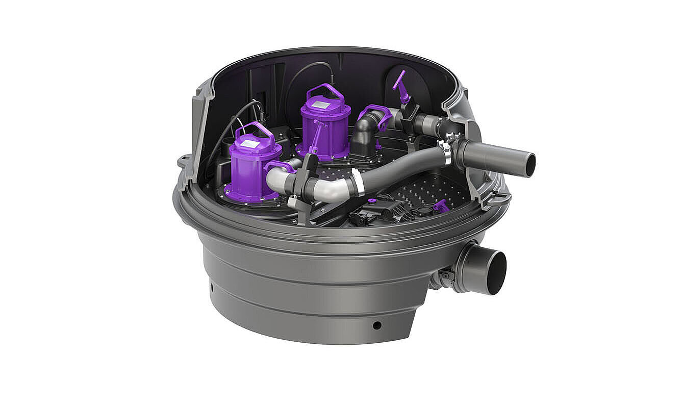 Przepompownia hybrydowa Ecolift XL, do najniższej zabudowy, ustawienie suche Przepompownia hybrydowa Ecolift XL, do najniższej zabudowy, ustawienie suche