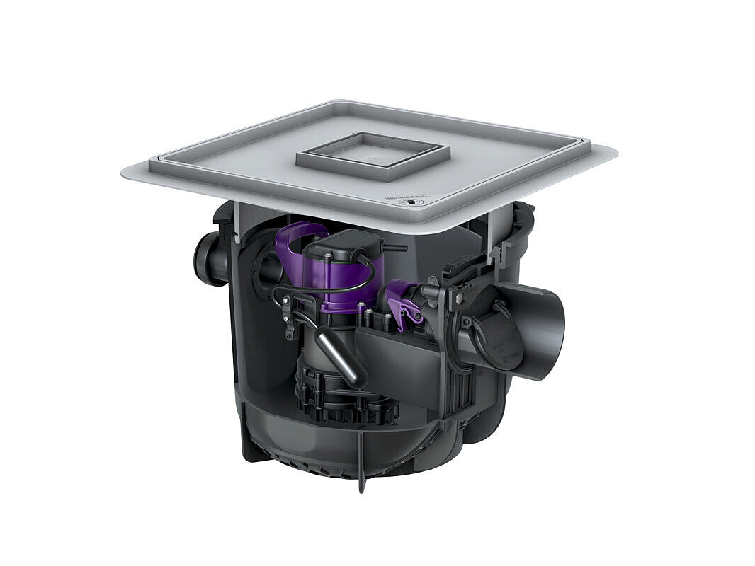 Wpust piwniczny Pumpfix S Underfloor do zabudowy w płycie podłogowej, z pokrywą do wklejenia płytek Wpust piwniczny Pumpfix S Underfloor do zabudowy w płycie podłogowej, z pokrywą do wklejenia płytek