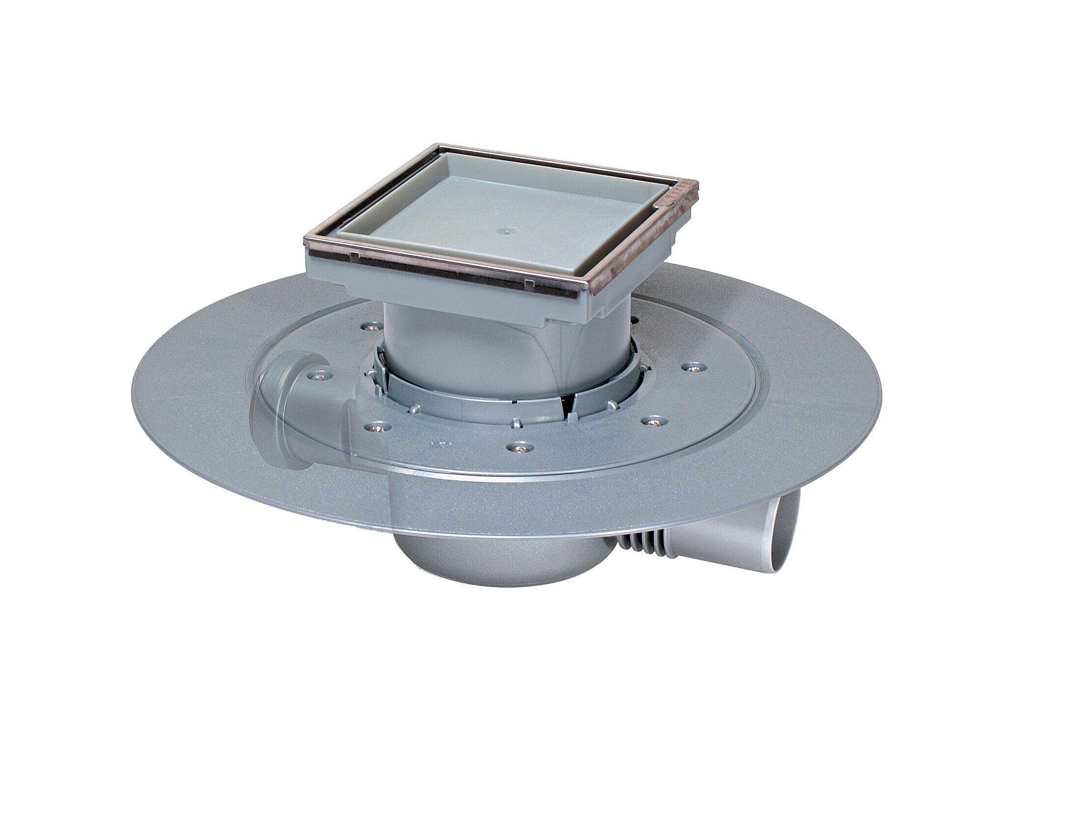 Wpust łazienkowy „Der Superflache” z kołnierzem i nasadą do wklejenia płytek Wpust łazienkowy „Der Superflache” z kołnierzem i nasadą do wklejenia płytek