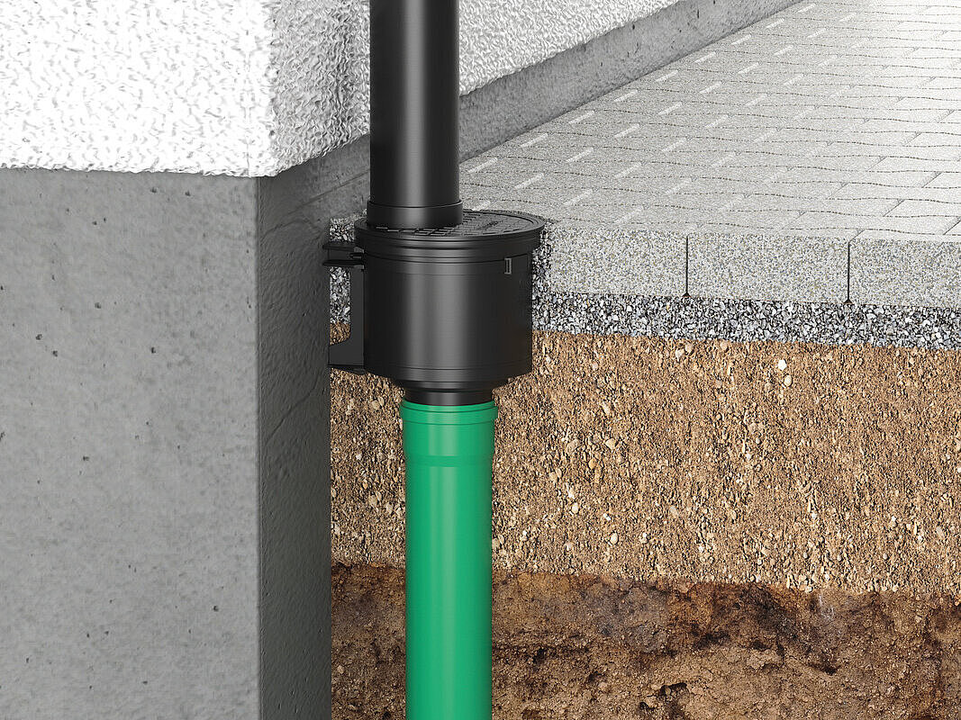 Przedstawienie zabudowy wpustu wody deszczowej z odpływem pionowym Przedstawienie zabudowy wpustu wody deszczowej z odpływem pionowym