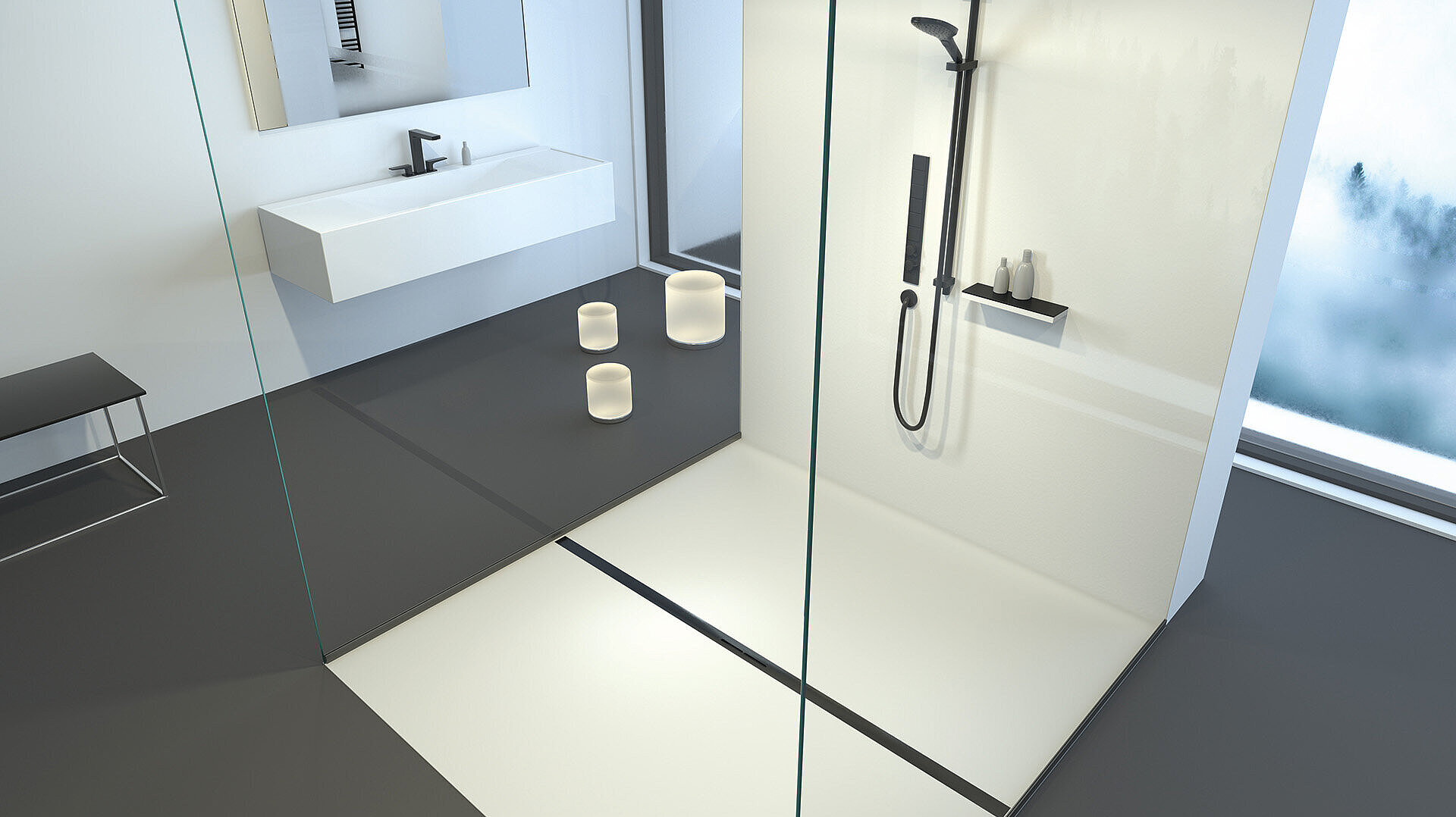 Przedstawienie zabudowy odpływu prysznicowego liniowego Linearis Infinity Przedstawienie zabudowy odpływu prysznicowego liniowego Linearis Infinity