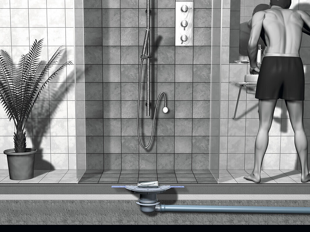 Przedstawienie zabudowy wpustu łazienkowego Classic Przedstawienie zabudowy wpustu łazienkowego Classic